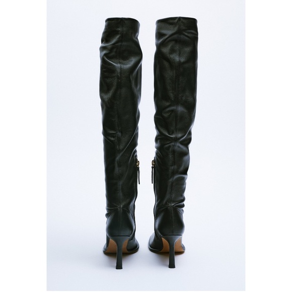 ZARA HEELED LEATHER BOOTS MADE IN SPAIN - Picture 6 of 14